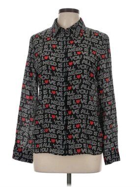 ALICE + OLIVIA The Beatles Willa printed silk shirt SIZE M